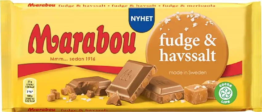 Marabou fudge & havsalt - Marabou mit Karamelfudge und Meersalz, 185g