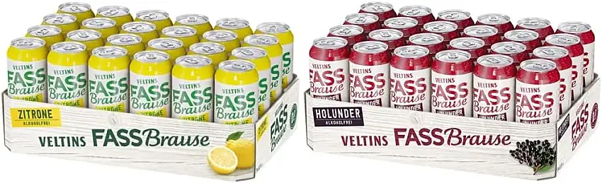 ArkiFACE B VELTINS Fassbrause Zitrone Alkoholfrei, EINWEG (24 x 0.5 l Dose) & Holunder Alkoholfrei, EINWEG (24 x 0.5 l Dose)