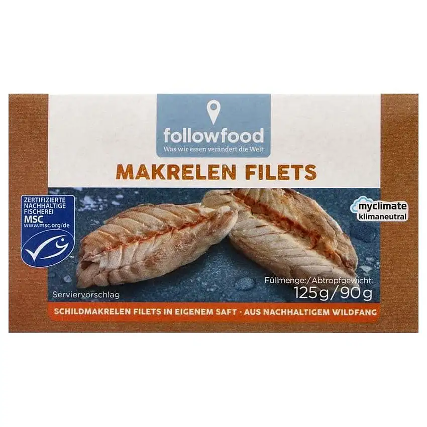 followfood MSC Makrelen Filets, 125 g, Abtropfgewicht 90 g