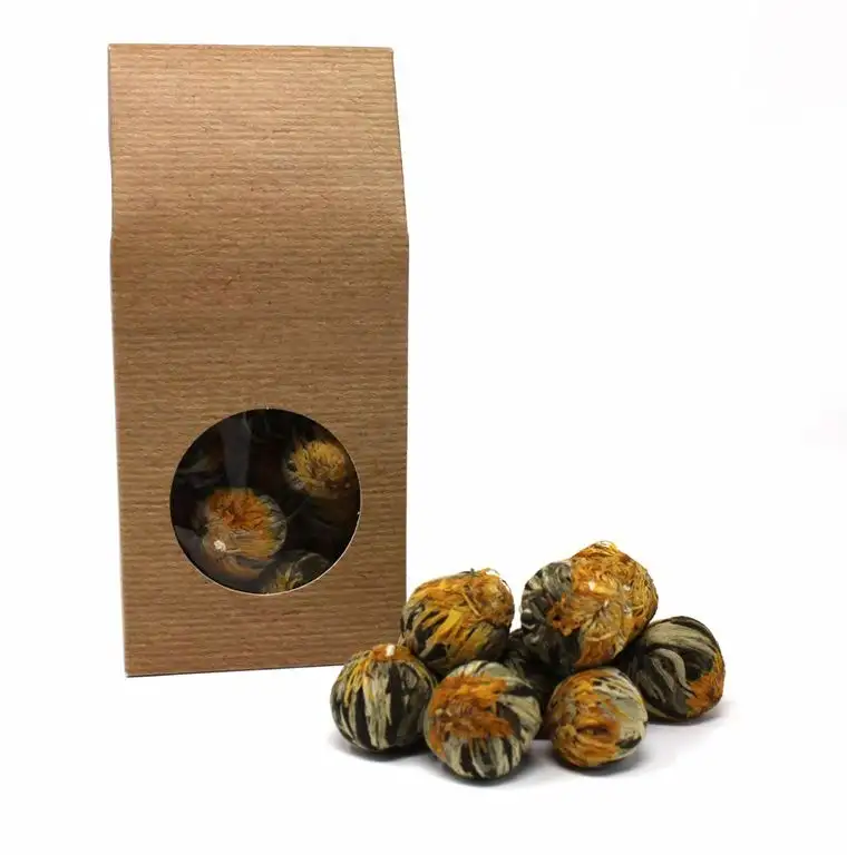 10 x Teeblume / Teerose - "Fortune Balls" - Grüner Tee und Ringelblumenblüten