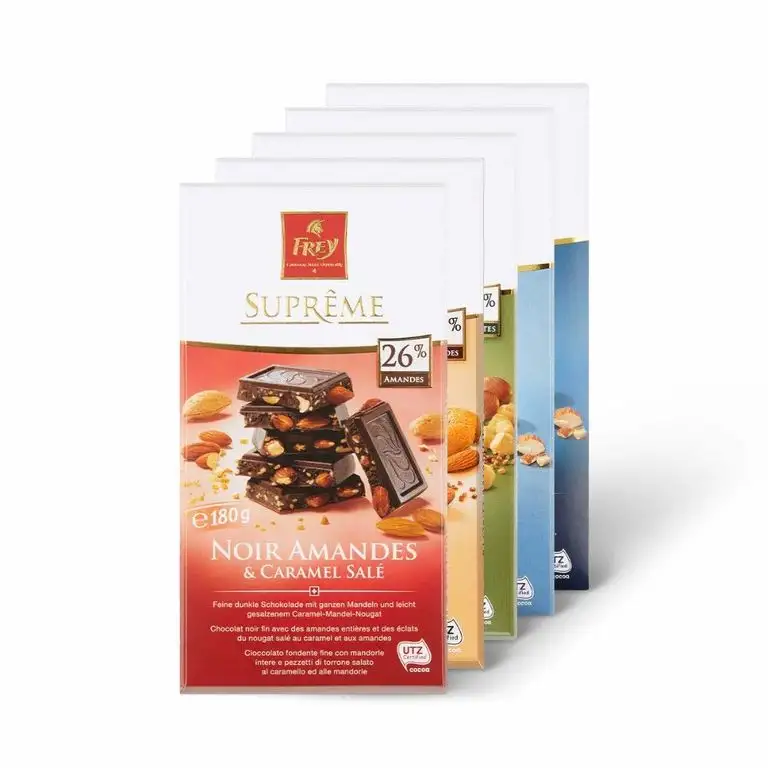 Frey 5x feinste Premium Schokoladentafeln - Suprême Mix - Schweizer Schokolade Tafel - Großpackung 5x 180 g / 200 g - UTZ-zertifiziert - Schokoladengeschenkset