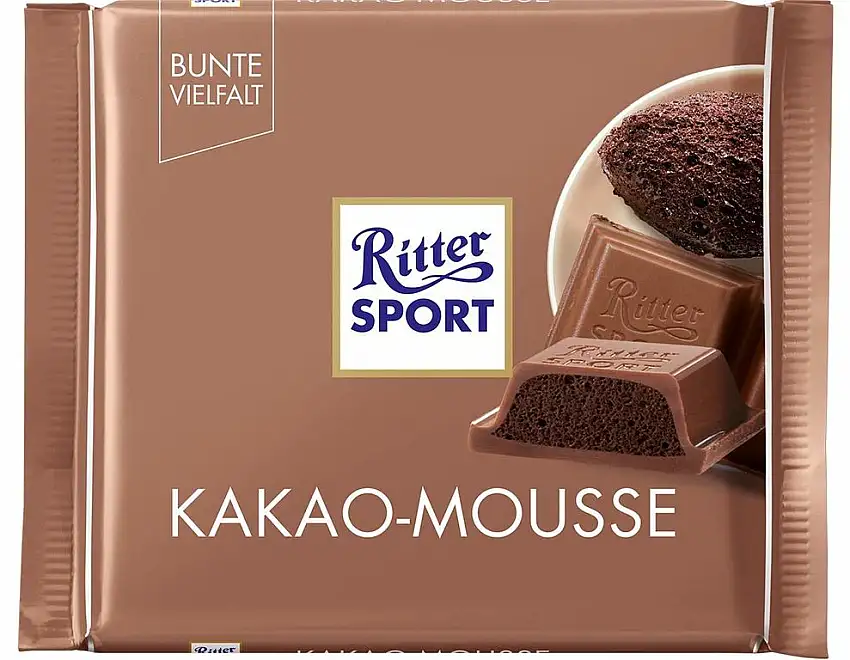 RITTER SPORT Kakao-Mousse (100 g), Gefüllte Alpen-Vollmilchschokolade, mit aufgeschlagener Kakao-Creme und Honig-Karamell-Note, Tafelschokolade