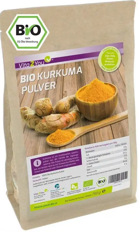 Kurkuma Pulver Bio 750g - Rohkost-Qualität - natürliches Kurkumin - Kurkumapulver - Curcuma gemahlen mit Curcumin - Laborgeprüft - Premium Qualität