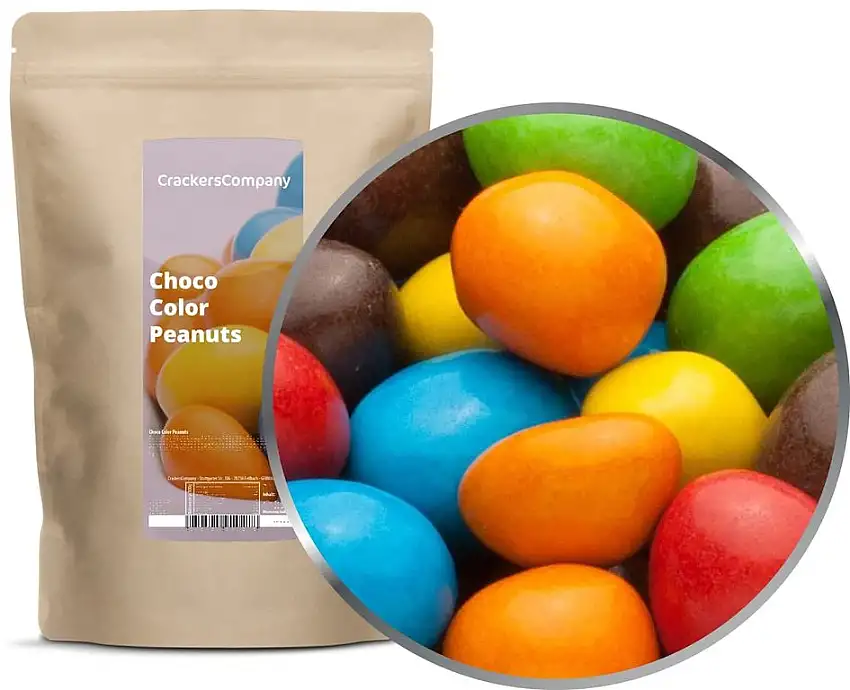1 x 750g Erdnuss mit bunter Vollmilchschokolade - Erdnüsse in Vollmilchschokolade und farbigem Zuckermantel vegetarisch