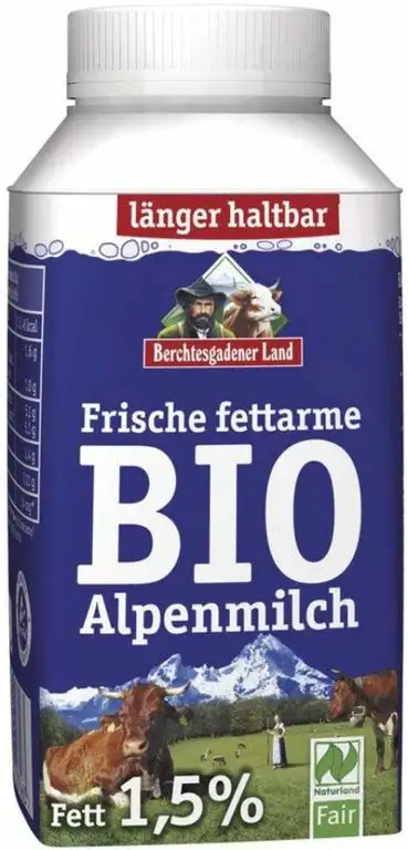 Berchtesgadener Land Bio Frische Bio-Alpenmilch - fettarm 1,5% Fett (6 x 250 ml)