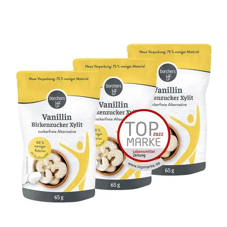 3 x borchers Vanillin Birkenzucker | Zuckerfreie Alternative zu Vanillinzucker | 65 g