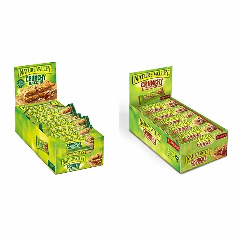 Nature Valley Crunchy Riegel Set – Oats & Honey + Canadian Maple Syrup, je 1 x 18er Multipack mit 2 Crunchy Riegeln (2 x 18 x 42g)
