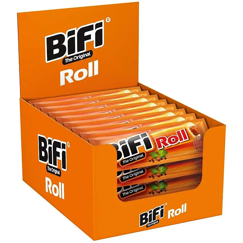 BiFi Roll – 24er Pack (24 x 45 g) – Snack im Teigmantel – Herzhafter, original Salami Fleischsnack