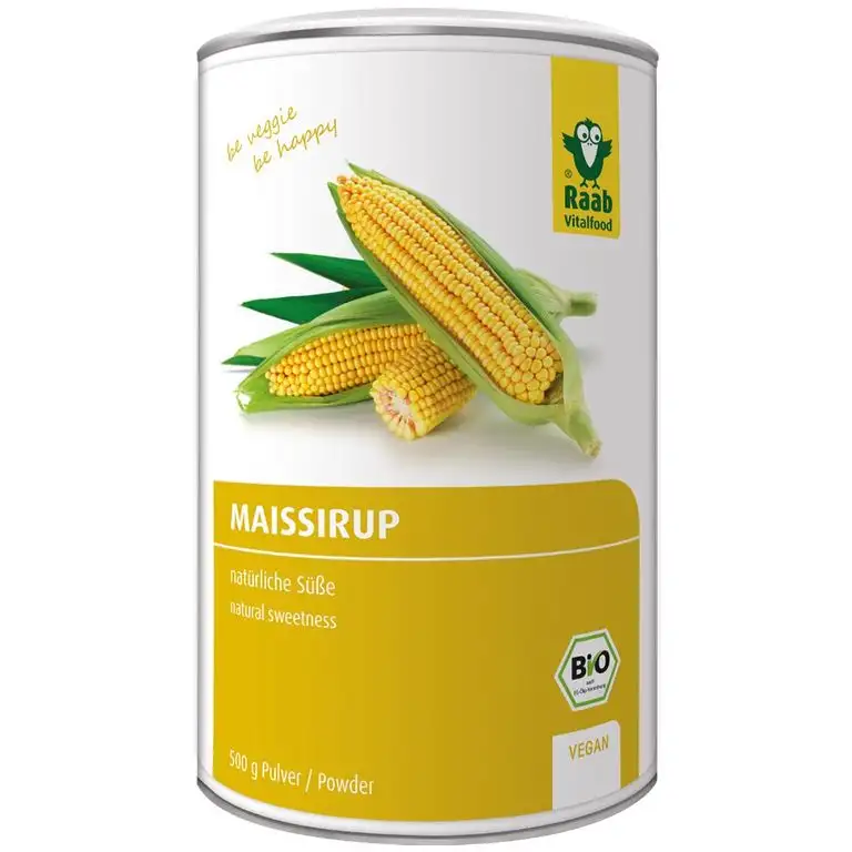Raab Vitalfood Bio Mais-Sirup Pulver, natürliche Süße, Zucker-Alternative aus Mais, leicht löslich, gut zu dosieren, vegan, glutenfrei, 500 g