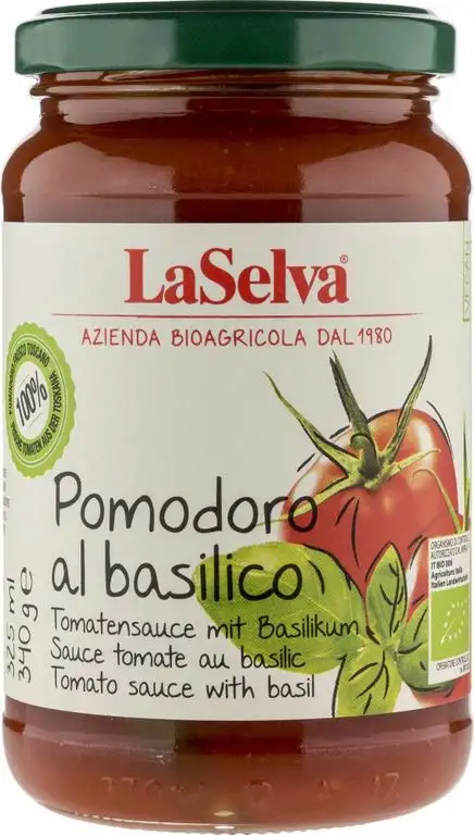 La Selva Bio Tomaten mit Basilikum (6 x 340 gr)