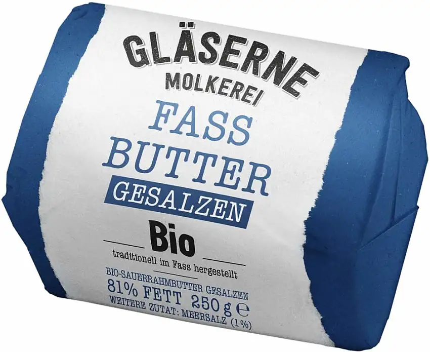 Gläserne Molkerei Bio Bio-Fassbutter gesalzen, Sauerrahm (6 x 250 gr)