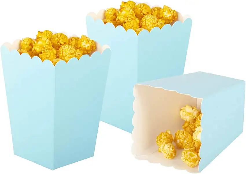 AimtoHome Popcorn-Boxen Mini Papier Popcorn Box Pappe Popcorn Behälter für Party 15 Stück hellblau
