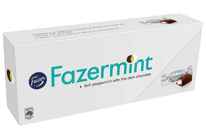 Fazermint Schocolade Pralinen gefüllt mit Minz Creme, einzeln verpackt, Geschenk Box 270g