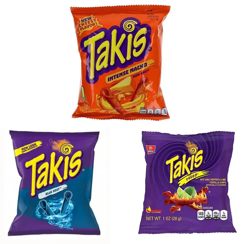 3 x Takis 28g Takis Hero Pack Bundle - Special Edition mit Fuego, Blue Heat & Intense Nacho Cheese - Chips + Heartforcards® Versandschutz (1x3 alle Geschmäcker)