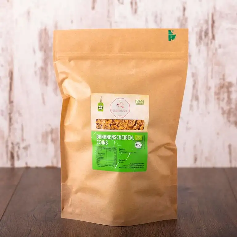 süssundclever.de® Bio Bananenscheiben | Coins | weich & fruchtig | 1000g | plastikfrei und ökologisch-nachhaltig abgepackt
