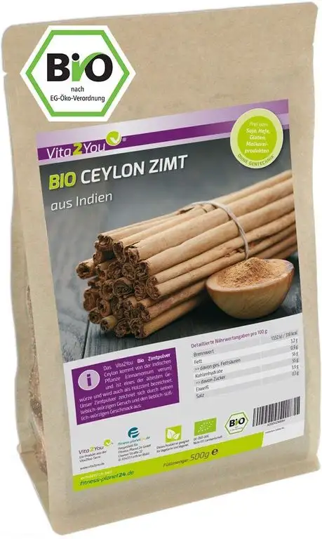 Ceylon Zimt Pulver - Bio 500g im Zippbeutel - Ökologischer Anbau - Glutenfrei - Zimt gemahlen - Zimtpulver - Premium Qualität