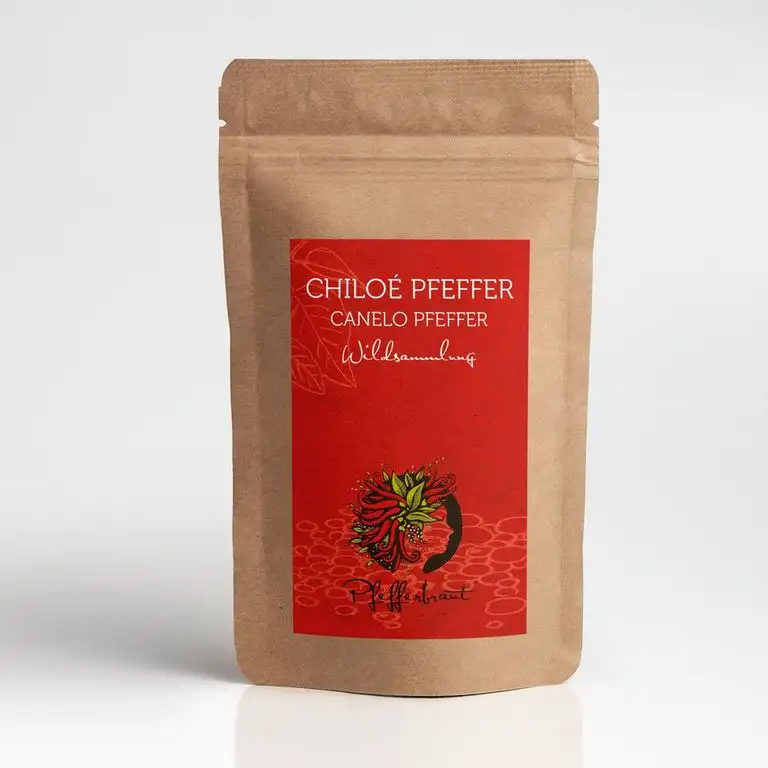 Pfefferbraut Chiloé-Pfeffer - getrocknete Beerenfrüchte des Canelo Baums 45 g scharfer, fruchtiger Pfeffer
