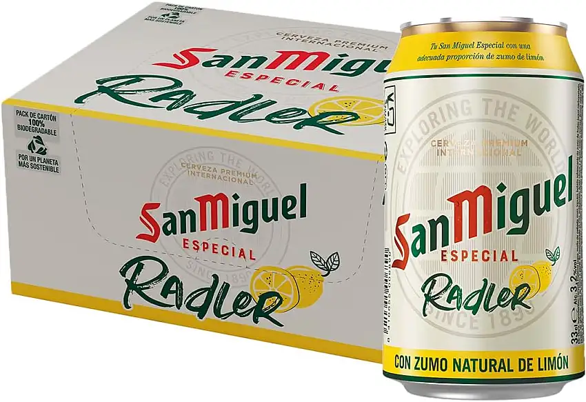 San Miguel Radler Bier und Zitronenwasser 3.2% Alkohol (Pack 24 Dosen x 33cl) bier geschenk, biere der welt, bier set, geschenk set, geschenke für männer, höhle der löwen produkte