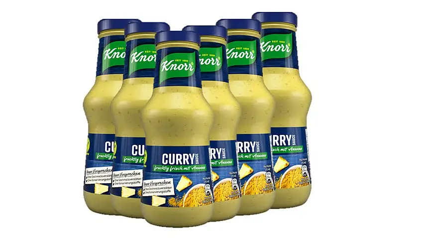 Knorr Curry Sauce würzige Grillsauce fruchtig frisch mit Ananas, 6er Pack (6 x 250 ml)