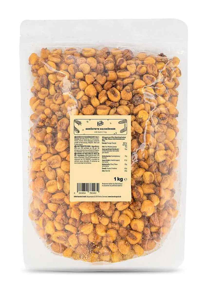KoRo - Geröstete Maiskörner mit Salz 1 KG - Gerösteter Maissnack extra knusprig ohne Farb- und Konservierungsstoffen