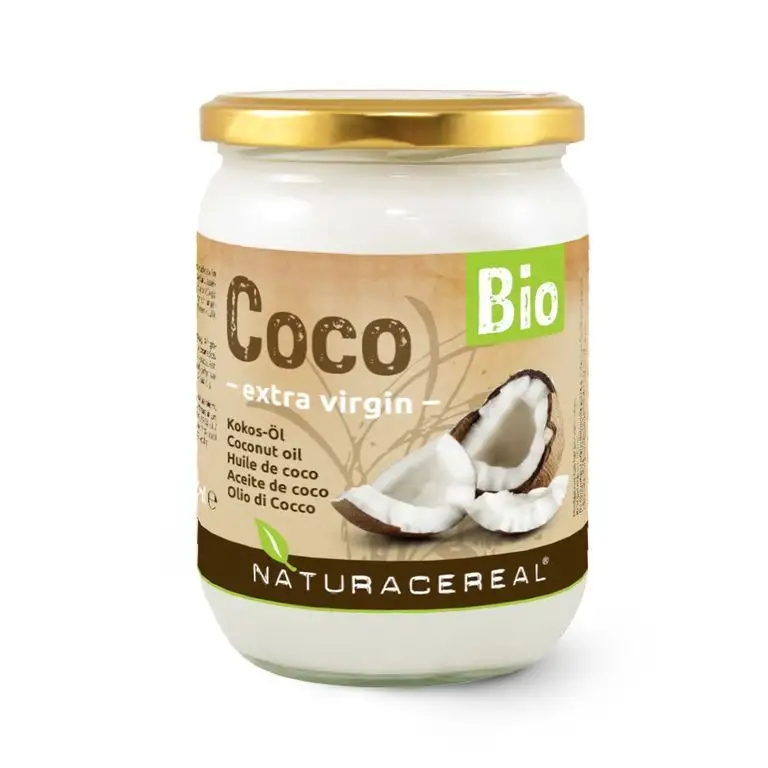NATURACEREAL Bio Kokosöl von 500ml im Glas: unraffiniert, unbehandelt, ungehärtet & nicht desodoriert / Kokosnussfett Kokos-Öl Kokosfett Cocosfett Coconut Oil. Kontrollierte Qualität.