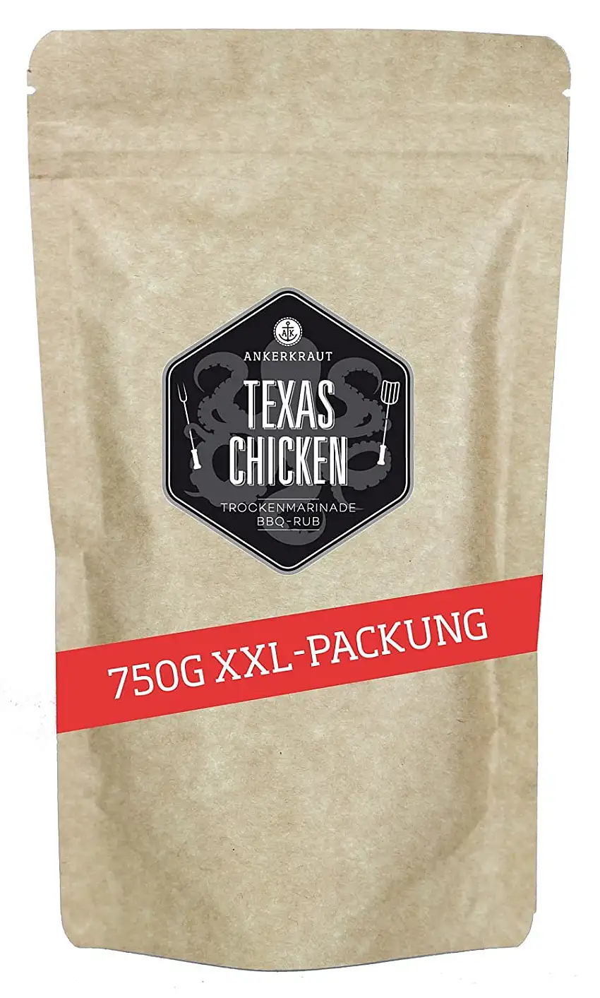Ankerkraut Texas Chicken, BBQ Rub, Gewürzmischung für Chicken Wings, Hähnchen und Pulled Chicken, 750g im Beutel