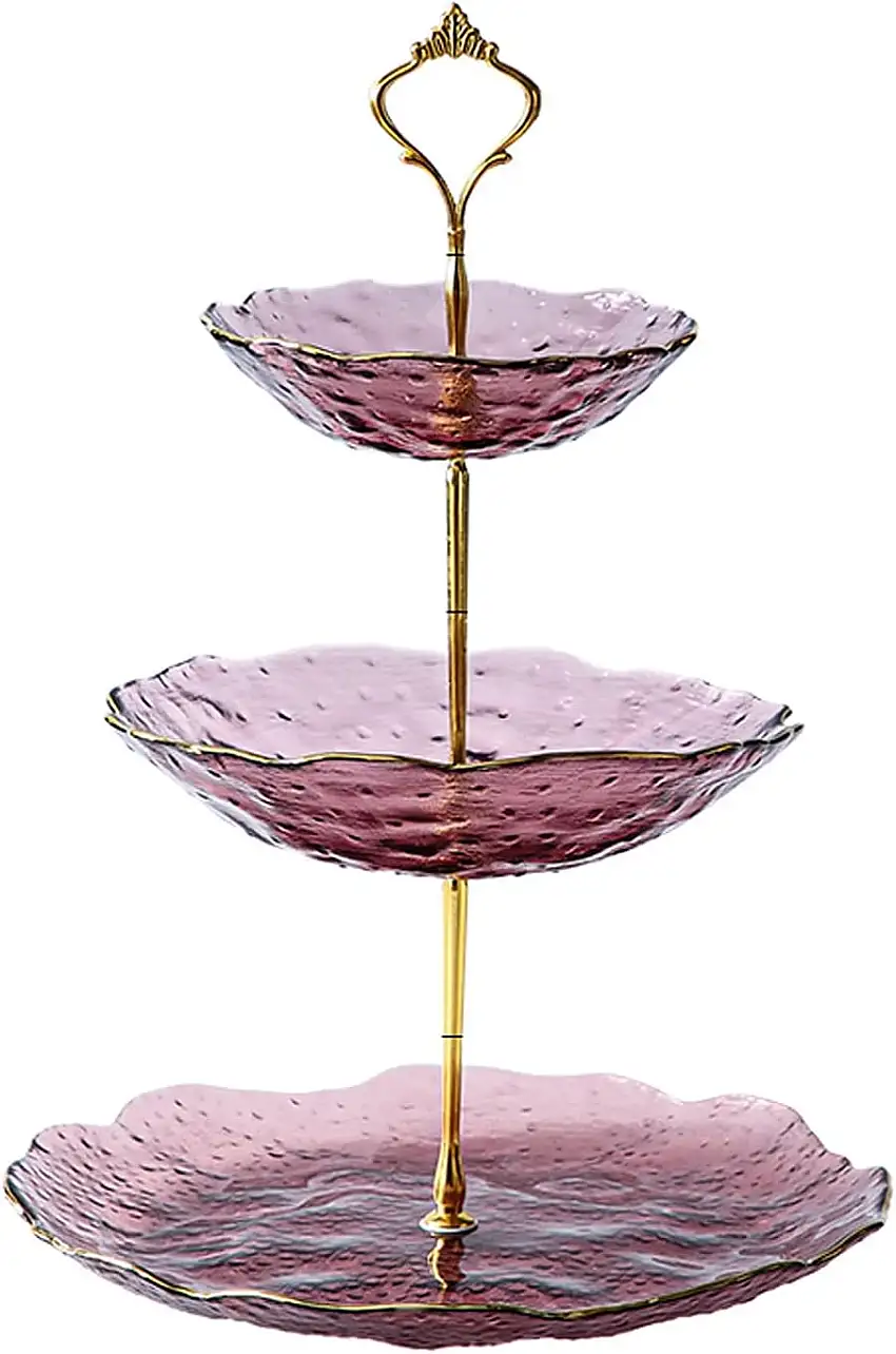 TBUDAR Obstkorb Früchtekorb 3-Schicht-Frucht-Tablett Wohnzimmer Haushaltskuchen-Snack-Tablett-Regal-Glas-Doppelschicht-Snack-Süßigkeitsfach Obstkorb Tischdekoration Obstschale (Color : A)
