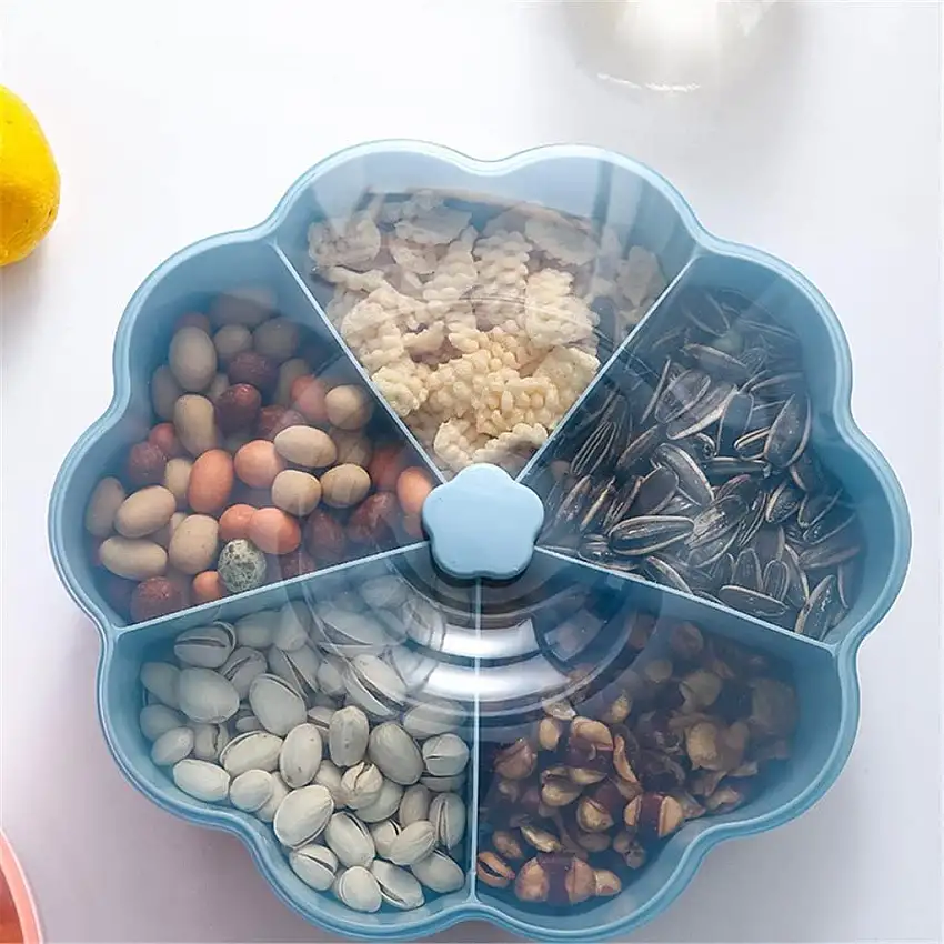 GJRFYJ Transparente Split-Süßigkeiten-Aufbewahrungsbox im europäischen Stil mit Deckel Mehrkornbehälter Haushalt Wohnzimmer Kunststoff-Snack-Aufbewahrungsdose (Color : A, Size : 29x6.5cm)