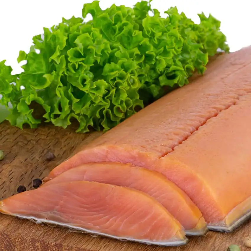 Räucherlachs Ketalachs Filet aus Kamtschatka Wildfang, Gesalzen und Kalt Geräuchert, Vakuumverpackt (600 g)
