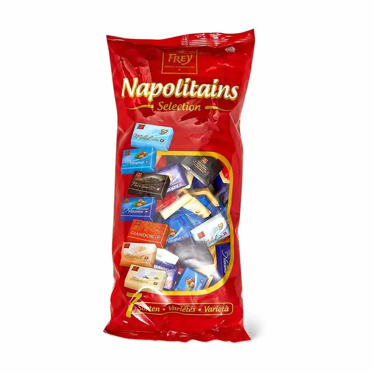 Frey 1kg Napolitains Selection - Schokolade Mischbeutel - Mini Schokoladentafeln aus 7 Sorten - Schweizer Mini Schokoladen Tafeln - Großpackung 1x 1000 g - UTZ-zertifiziert