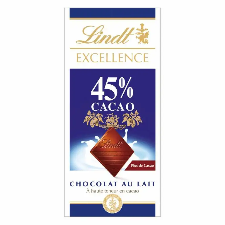 Lindt & Sprüngli Excellence Tafel 45%, Milch-Chocolade mit hohem Cacao-Anteil, 45% Kakaoanteil, glutenfrei, 10er Pack (10 x 80 g)