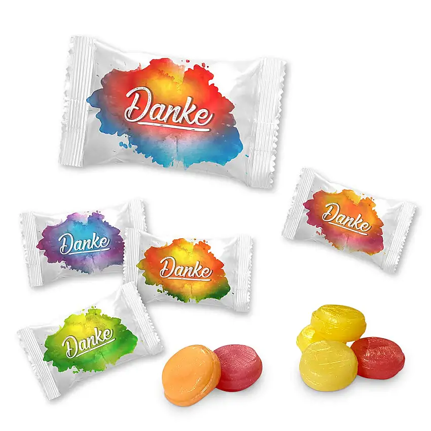 Bonbons "Danke Farbklecks",1 kg, entspricht ca. 400 Stück