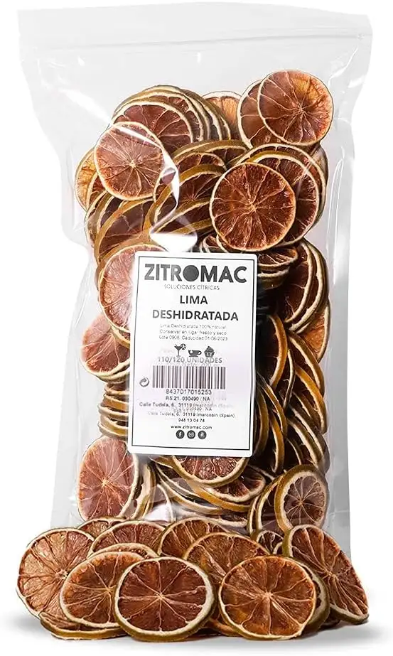 Trockene Limettenscheiben, Getrocknete Früchte für Cocktails, Getrocknete Limette als Dekoration für Getränke, Deko Krone, Weihnachten, 100% Natürliche Qualität Limetten, 220g