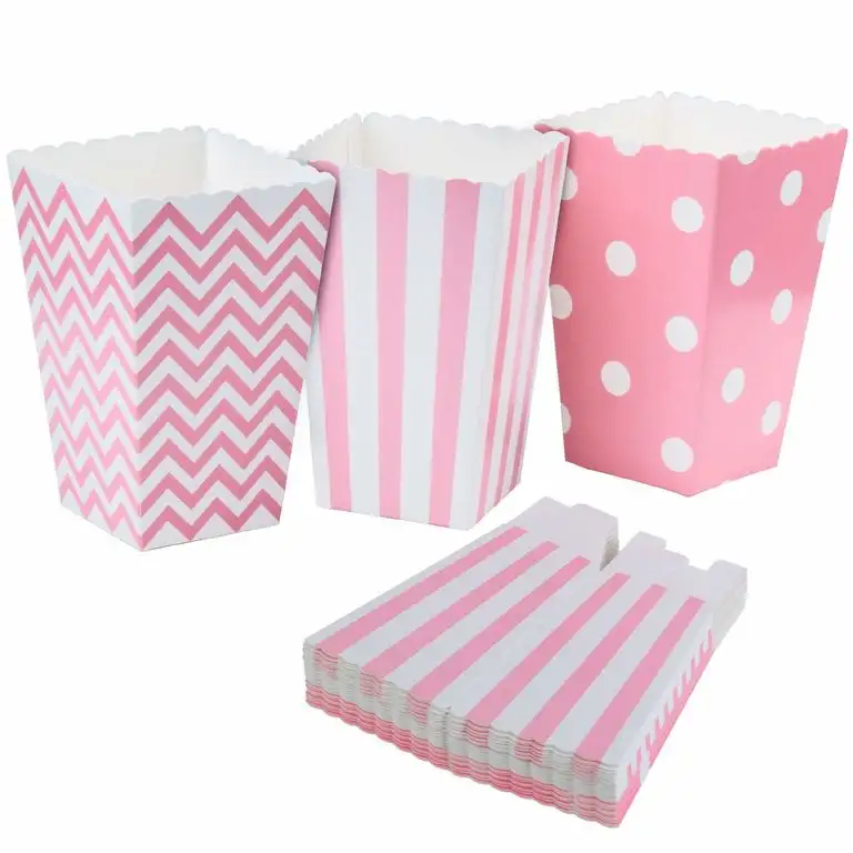 WolinTek Popcorn Boxes, 36 Stück Popcorn Tüte Popcorn Candy Boxen Behälter für Party Snacks, Süßigkeiten, Popcorn und Geschenke (Rosa)