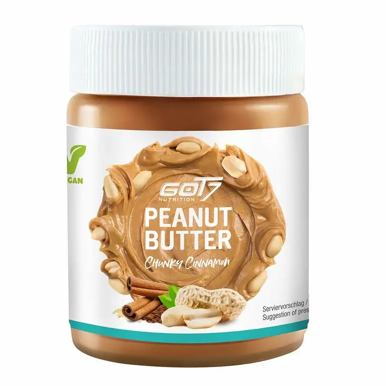 GOT7 Erdnussbutter - 100% Peanut Butter - Ohne Zuckerzusatz - Glutenfrei und Palmfettfrei - Kein Zuckerzusatz - Vegan und lecker, weiche Konsistenz (Cinnamon-Zimt, 500g)