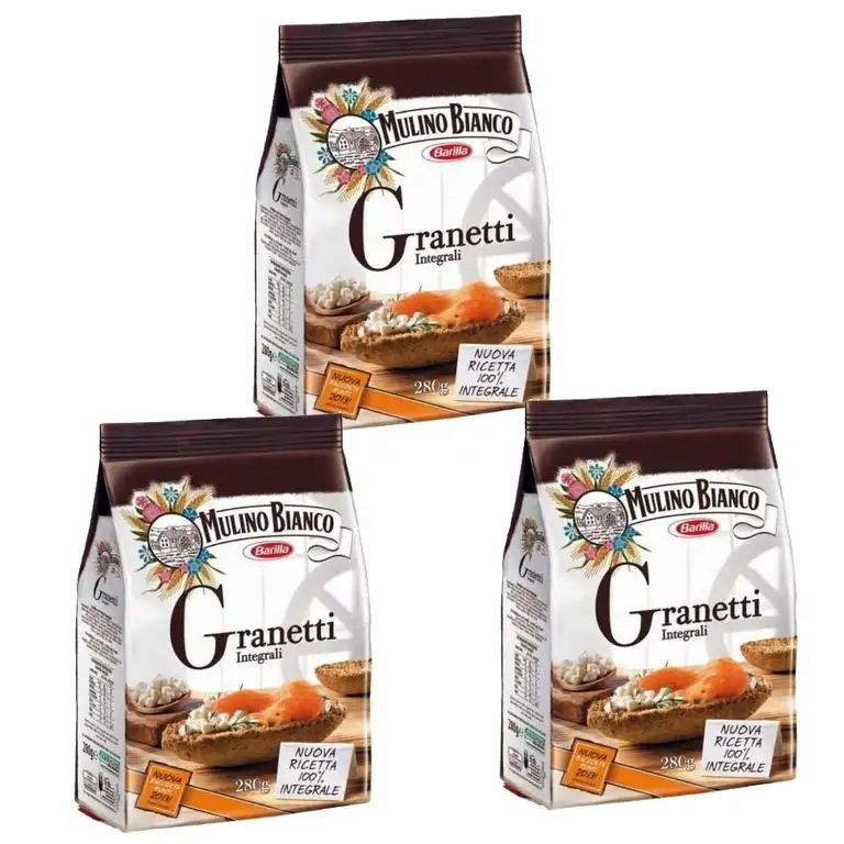 3x Mulino bianco Granetti Vollkorn Knusper Brot für Bruschetta 290g aus italien