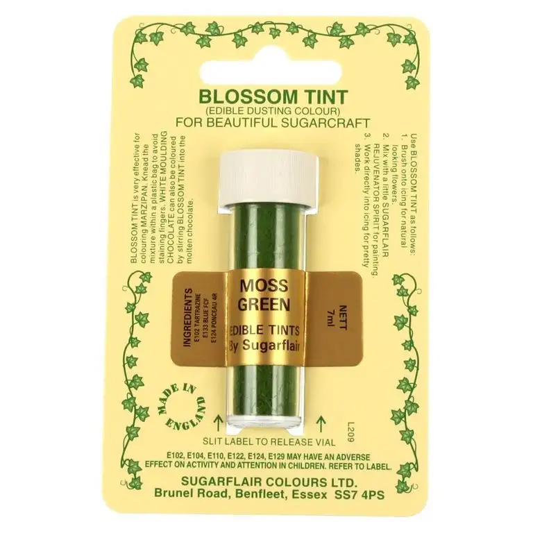 Sugarflair Blossom Tints Essbare Puderfarben Lebensmittelfarbe Fondant Puder Moss Green Grun
