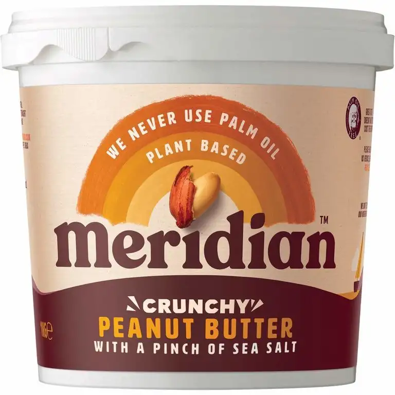 Meridian natürliche crunchy Erdnussbutter - ohne Zuckerzusatz - 1kg (mit einer Prise Meersalz)