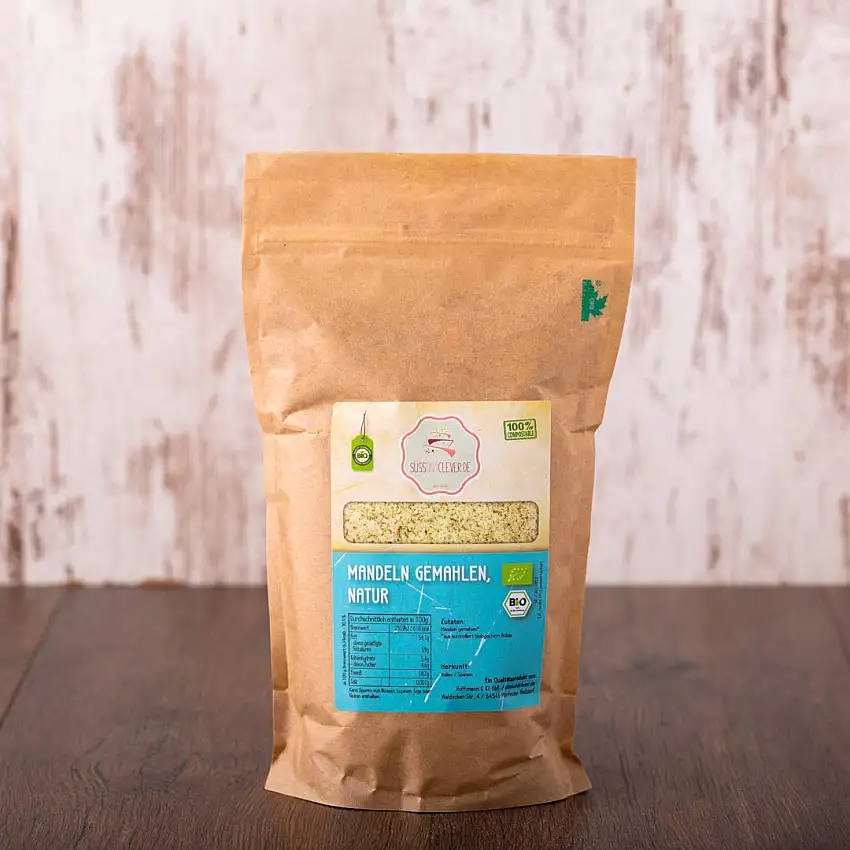 süssundclever.de® | Bio Mandeln gemahlen | braun | 1 kg | Premium Qualität: sehr fein gemahlen | qualitativ-hochwertiges Naturprodukt | 100% naturbelassen