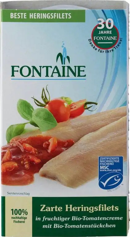 Fontaine Bio Heringsfilets in Bio-Tomatencreme m. Tomatenstück. (6 x 200 gr)