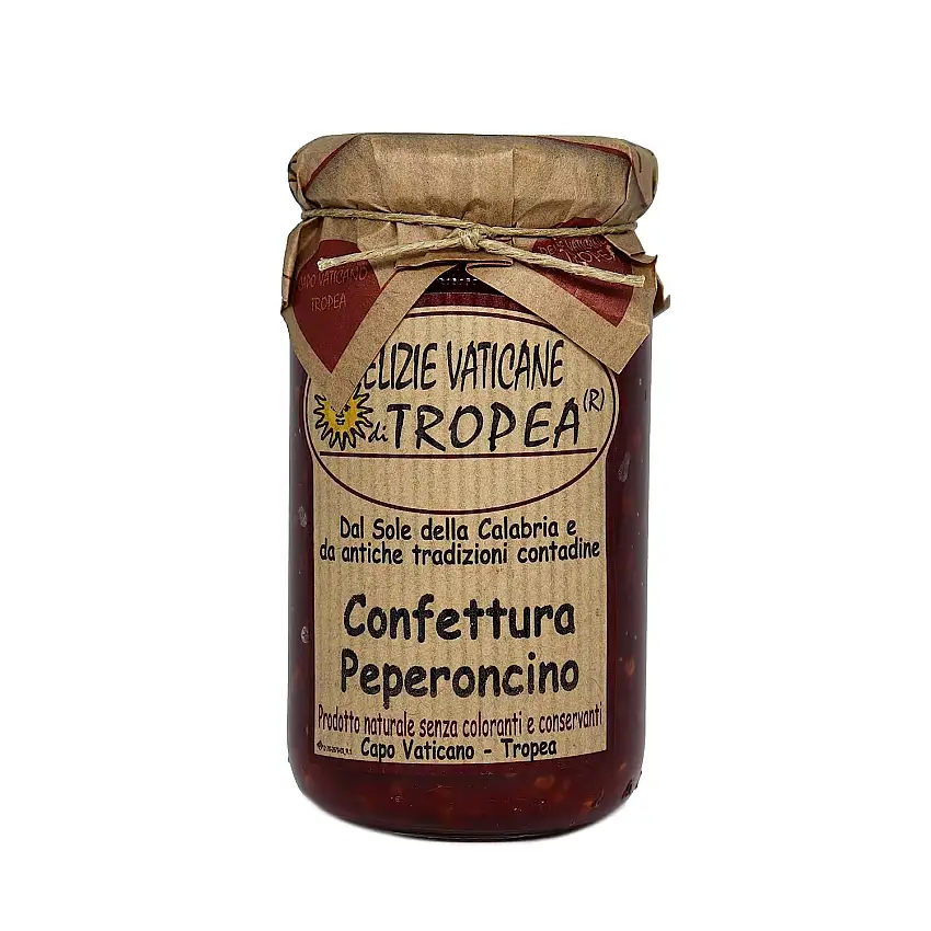 Süße Chilimarmelade - Würzig süß lecker - Toll zu Crackern & Käse - Typisch kalabrische Produkte - Delizie Vaticane di Tropea 180gr