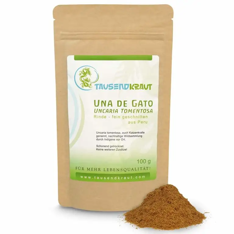Tausendkraut PREMIUM Una de Gato - 100g - Uncaria tomentosa Rinde - Katzenkralle - Hohe Produktsicherheit - Faire Wildsammlung und Handel - Aus Wildsammlung in Peru - Nachhaltig und natürlich