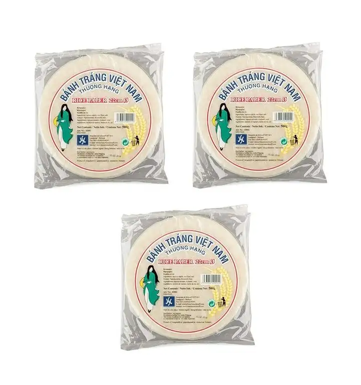 Pamai Pai® 3 x 500g Reispapier zum Kochen 22cm Sommerrolle Frühlingsrolle Papier