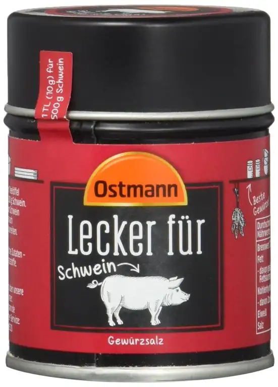 Ostmann Lecker für Schwein (4 x 80 g) Gewürzsalz für schnelles und unkompliziertes Würzen von Schweinefleisch