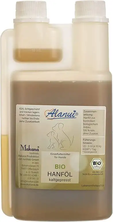 alanui Bio Hanföl, nativ kaltgepresst, 100% rein, Dosierflasche, 1er Pack (1 x 500 ml)