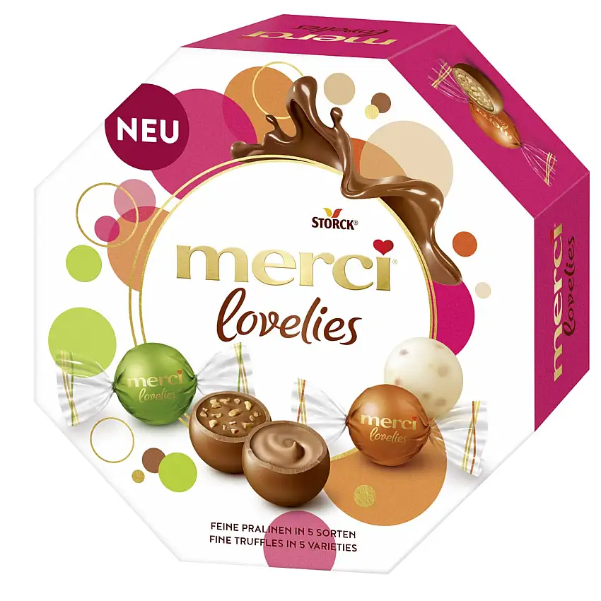merci lovelies Classic – 1 x 185g – Pralinenmischung mit gefüllten Schokoladen-Spezialitäten