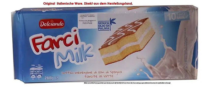 Dolciando Farci Milk Mini Kuchen Süsse Backware mit Milchcremfüllung 90 x 28g = 2520g