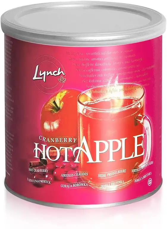 Lynch Hot Apple Preiselbeere Cider Getränk in Pulverform mit Preiselbeeregeschmack 553g - 24 Einzelportionen