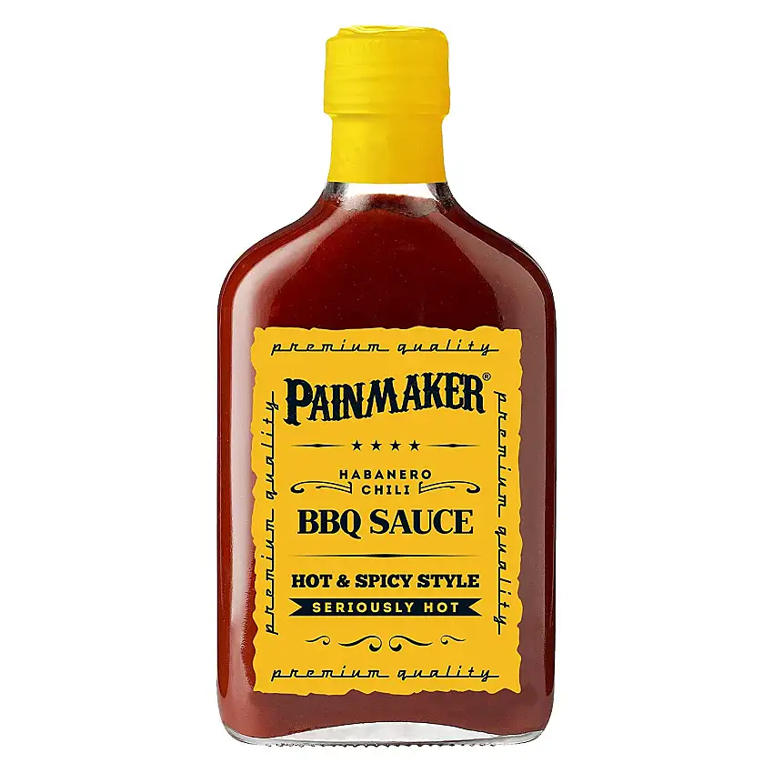 Painmaker BBQ Sauce - GELB mit Habanero Chili Hot & Spicy 195ml
