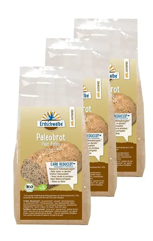 Erdschwalbe vegane Bio Paleo Brotbackmischung, glutenfrei, 3er Pack (3 x 300g)
